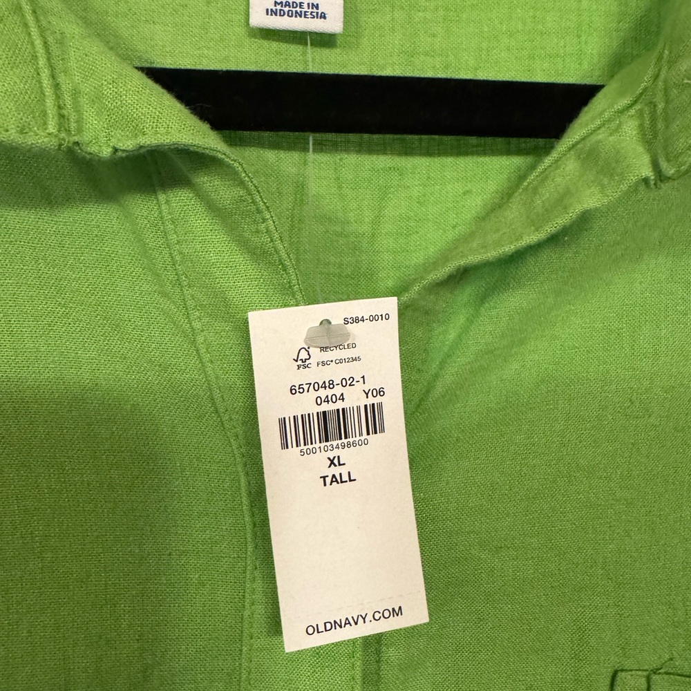 Old Navy Linen “Boyfriend” Shirt - Lime Green, XL Tall - Picture 5 of 5